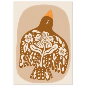 Birds with flowers Premium Semi-Gloss Paper Poster