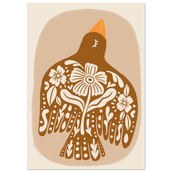 Birds with flowers Premium Semi-Gloss Paper Poster