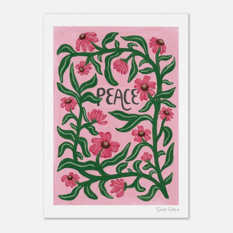 Flowing floral Peace letters
