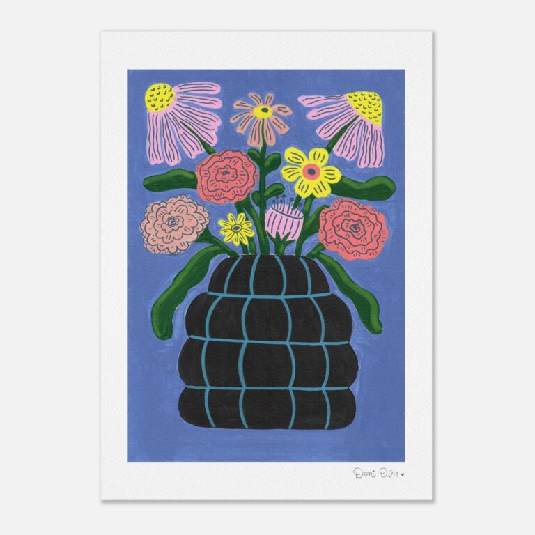 Floral checkered vase